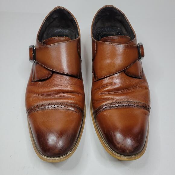 Stacy Adams Men\'s Desmond Cap Toe Monk Strap Brown Leather Dress Shoes Size 11.5 main image 6
